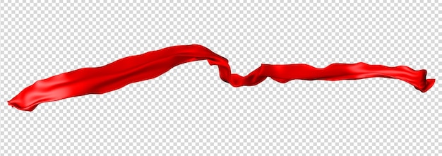 Czerwona wstążka jedwabna tkanina muchowa tkanina pływająca tkanina w tle renderowania 3d