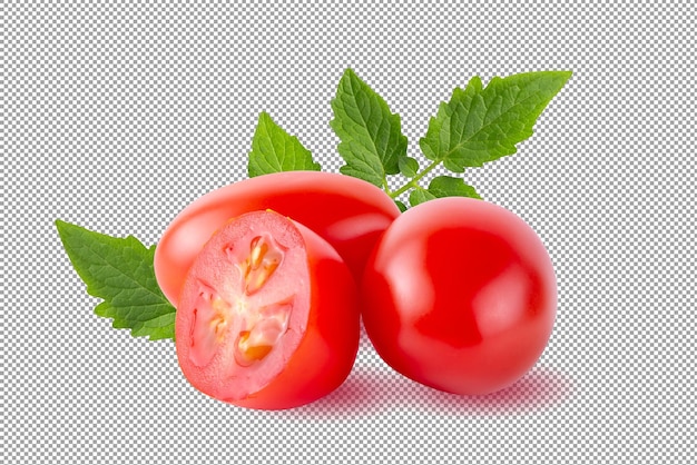 Czerwone dojrzałe pomidory na białym tle na tle alfa