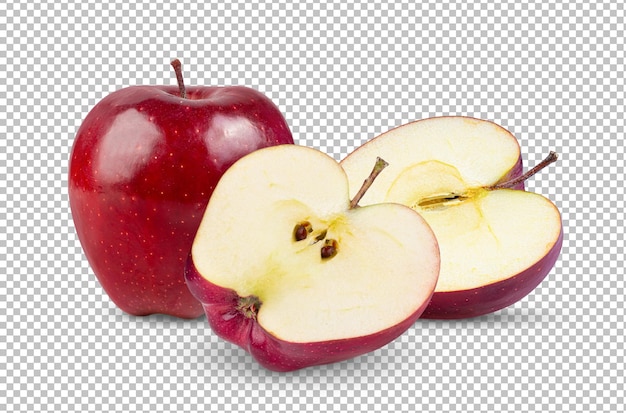 PSD czerwone jabłko izolowane na warstwie alfa