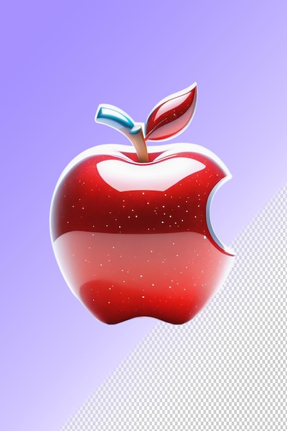 PSD czerwone jabłko na niebiesko-białym tle z czerwonym jabłkiem