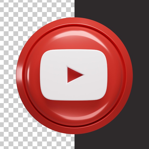 Czerwone Logo Youtube Mediów Społecznościowych Z Błyszczącym Efektem W Renderowaniu 3d