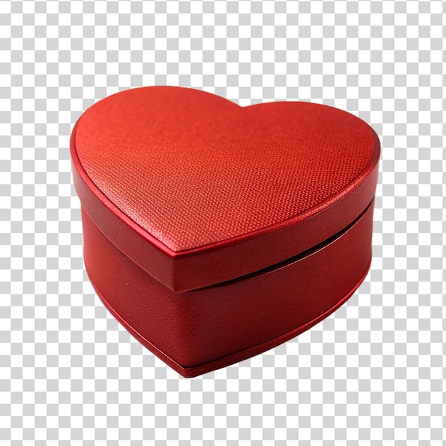 PSD czerwone pudełko podarunkowe w kształcie serca izolowane na przezroczystym tle
