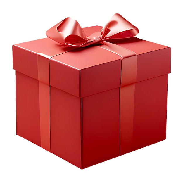 PSD czerwone pudełko podarunkowe z wstążką i łukiem na przezroczystym tle koncepcja świąteczna