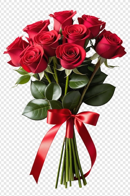 PSD czerwone róże bukiet kwiatowy png izolowany na przezroczystym tle premium psd
