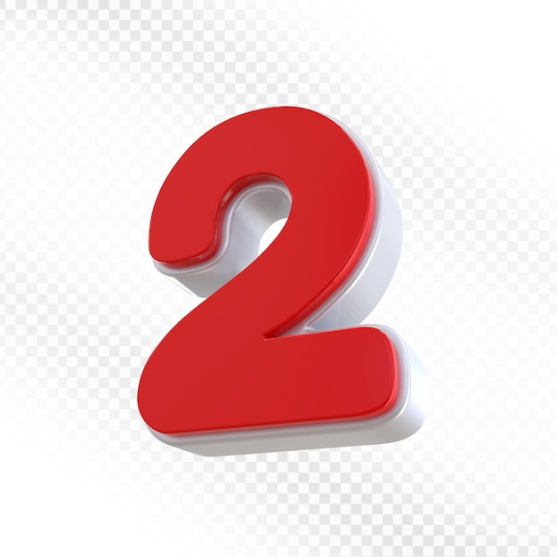 Czerwony 3D render liczby 2