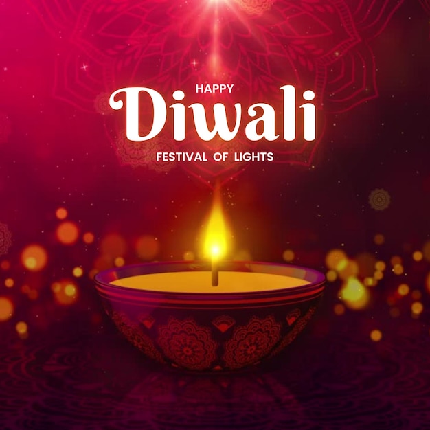 Czerwony animowany post na Instagramie z okazji Diwali