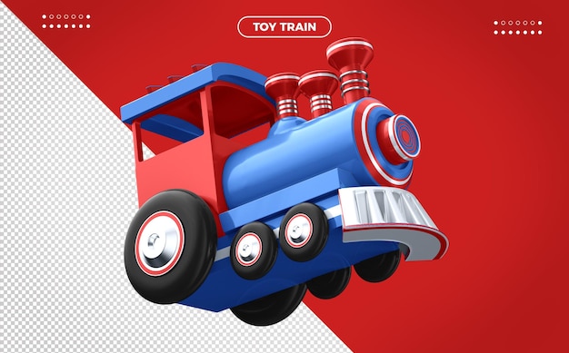 PSD czerwony i niebieski zabawkowy latający pociąg do kompozycji