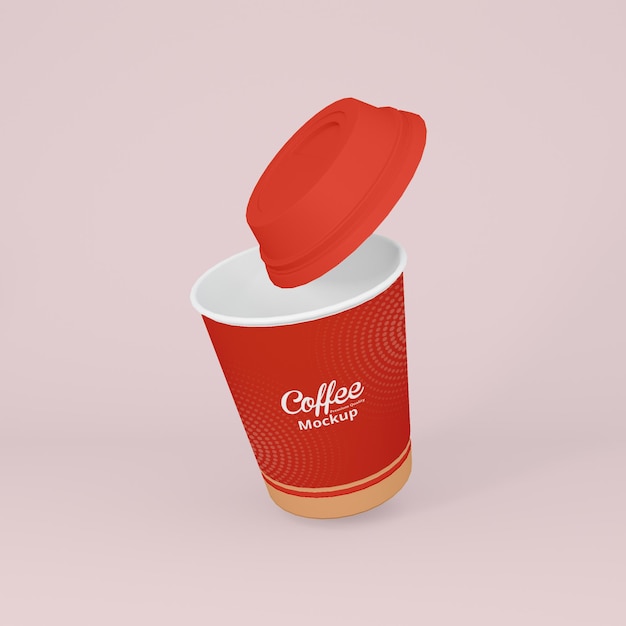 Czerwony Kolor Filiżanka Kawy Realistyczna Makieta 3d Design
