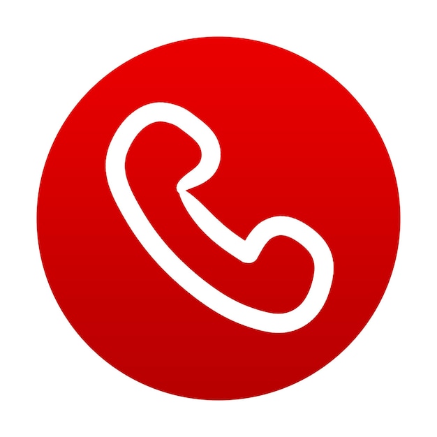Czerwony krąg z białą ikoną telefonu idealny do kontaktu lub wsparcia