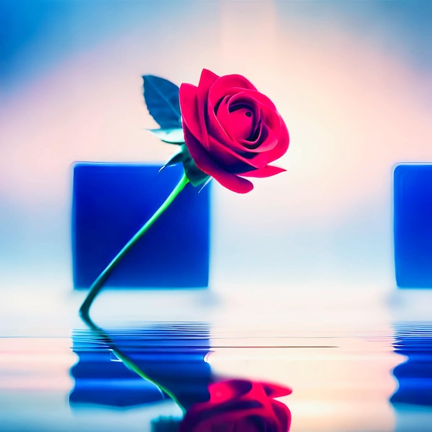 PSD czerwony kwiat róży miłosnej z zdjęciem psd