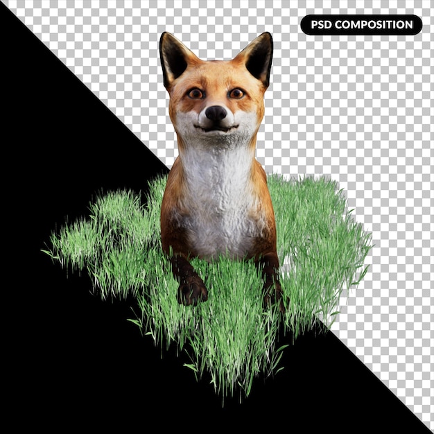 czerwony lis vulpes na białym tle renderowania 3d