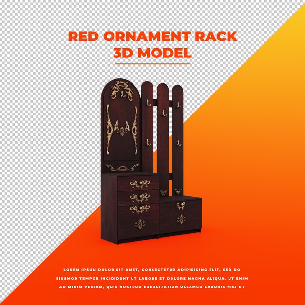 Czerwony Ornament Rack Na Białym Tle Model 3d