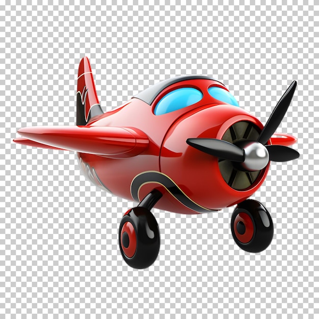 PSD czerwony samolot w stylu kreskówki izolowany na przezroczystym tle