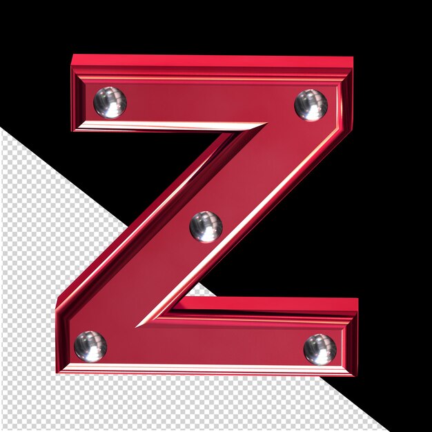 Czerwony Symbol 3d Z Metalowymi Nitami Litera Z