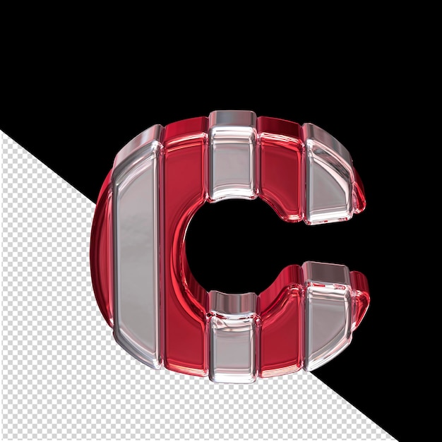PSD czerwony symbol ze srebrną literą c