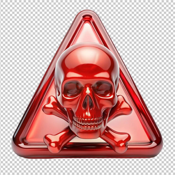 PSD czerwony szklany symbol czaszki niebezpieczeństwa