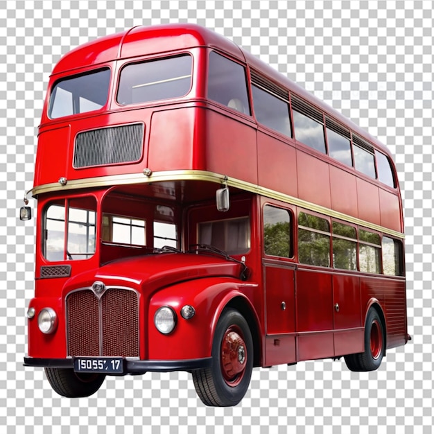 PSD czerwony vintage autobus wycięty z zapasów na przezroczystym tle