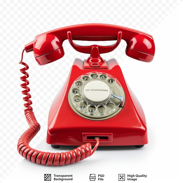 Czerwony Vintage Telefon Na Białym Izolowanym Tle