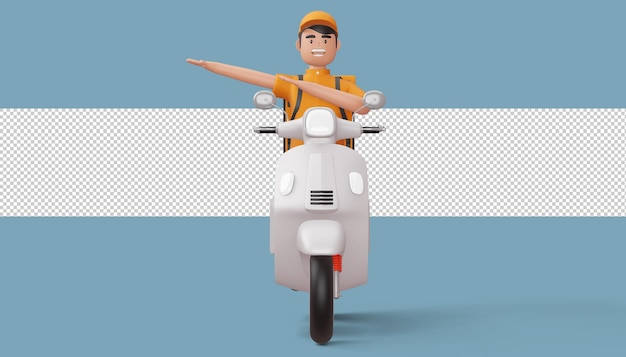 Człowiek Dostawy Robi Dabbing Z Motocyklem W Renderowaniu 3d