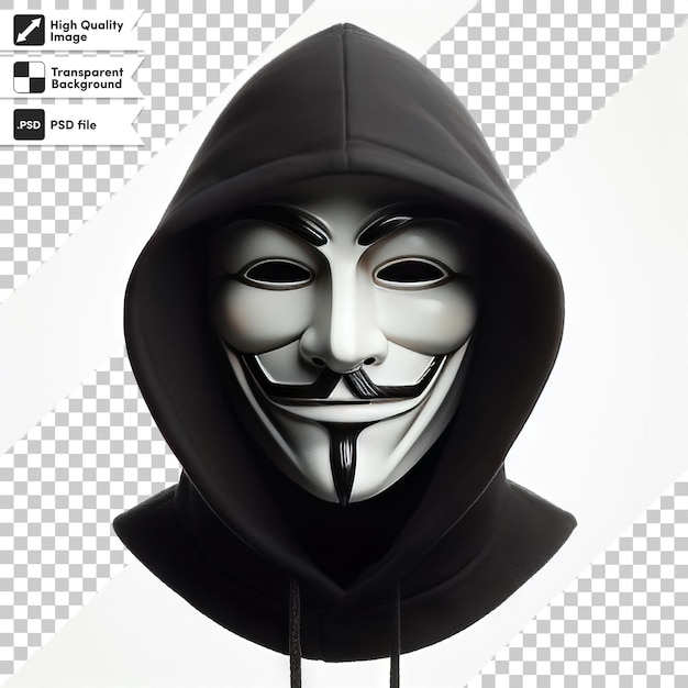 Człowiek Psd Z Anonimową Maską Na Przezroczystym Tle Z Edytowalną Warstwą Maski