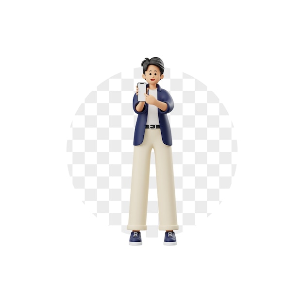 Człowiek reklamujący produkt telefonów komórkowych 3D Character