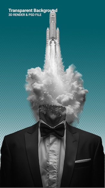 PSD człowiek z chmurą w środku głowy.