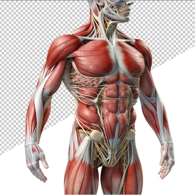 PSD człowiek z mięśniami, które mówią o ludzkiej anatomii.