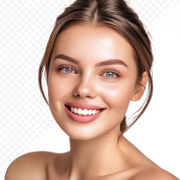 PSD czysta skóra piękna kobieta kobieta z uśmiechem kobieta na izolowanym izolowanym tle