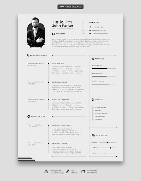 Czyste i nowoczesne portfolio CV lub szablon CV