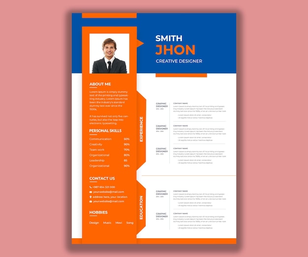 Czyste i nowoczesne portfolio CV lub szablon cv