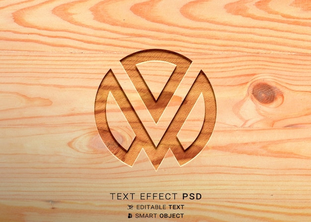 PSD czysty drewniany 3d mockup logo