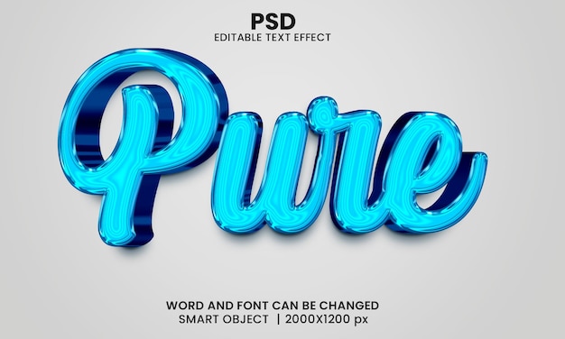 Czysty edytowalny efekt tekstowy 3d Premium Psd z tłem
