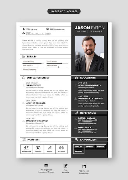 Czysty i nowoczesny portfolio lub wzór życiorysów