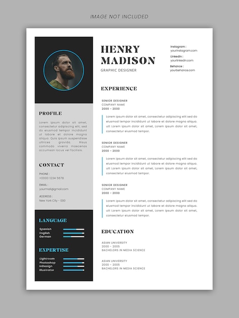 Czysty szablon CV PSD
