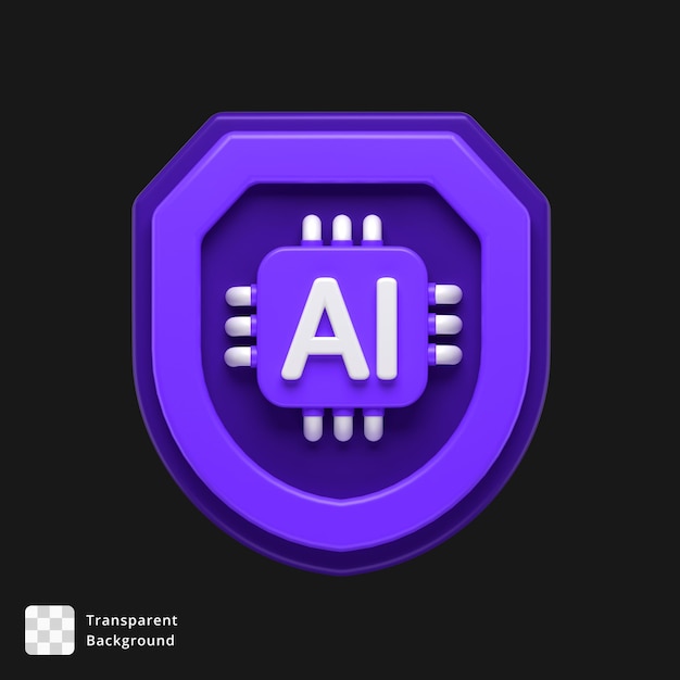 PSD d icon of a shield with a ai chip attached on it