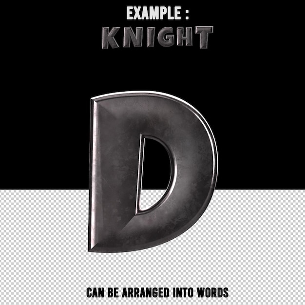 PSD d letter text effect ice