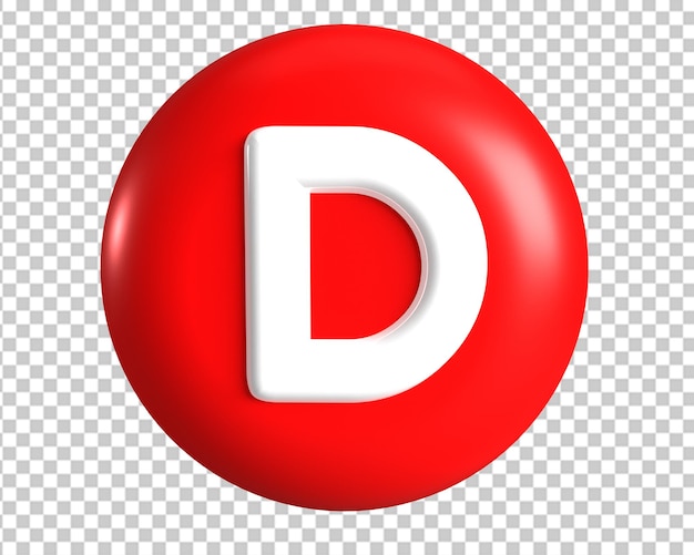 D logo icon circle red button 3d render