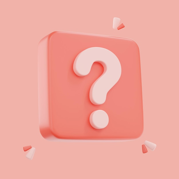 D render Question mark speech bubble icon Message box with question sign