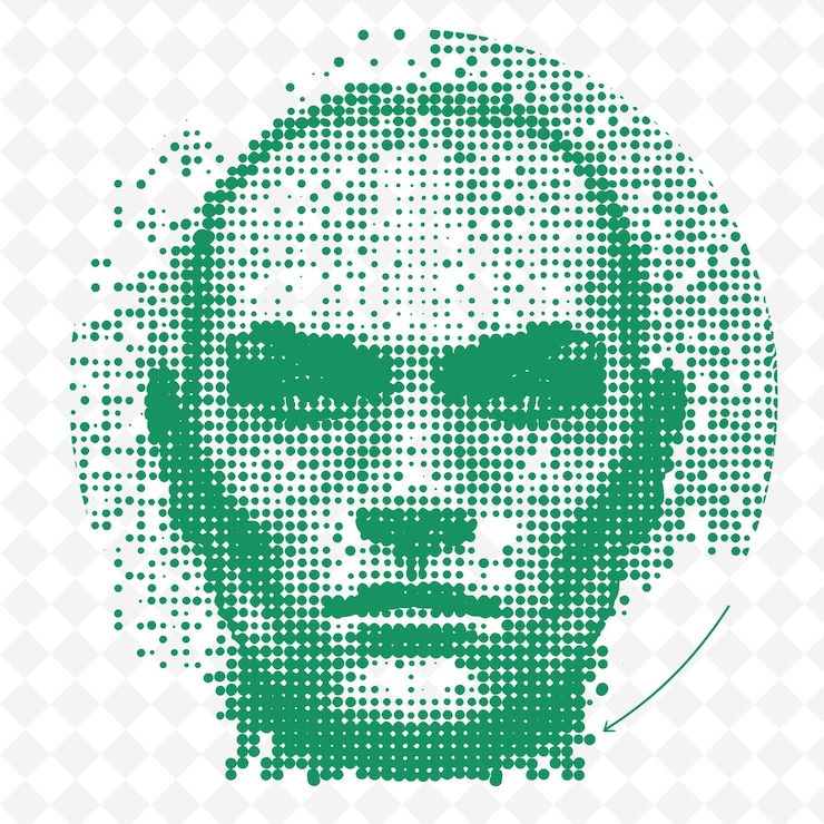 PSD d1 close-up van het gezicht van de kandidaten met een gefocuste uitdrukking icon c isolated iconic abstract designs