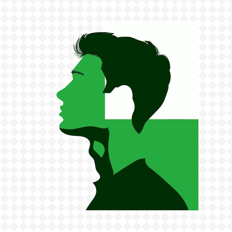 PSD d1 side view of candidate with empathetic expression icon pop a isolated iconic abstract designs