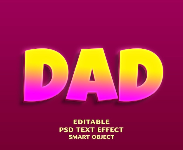 Dad 3d 텍스트 효과 디자인