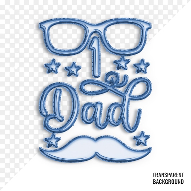 PSD Папа синий шар шрифт счастливый день отца