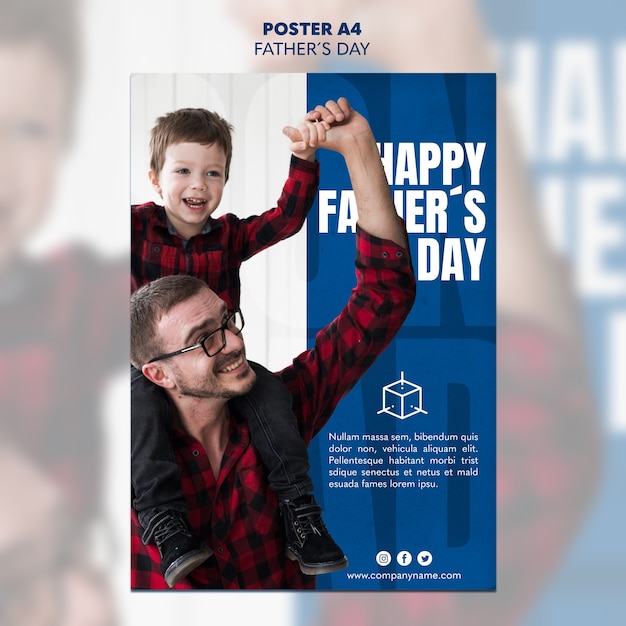 dad and son father's day poster template