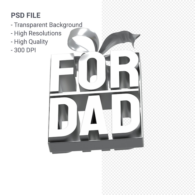 For dad with bow and ribbon 3D rendering isolated