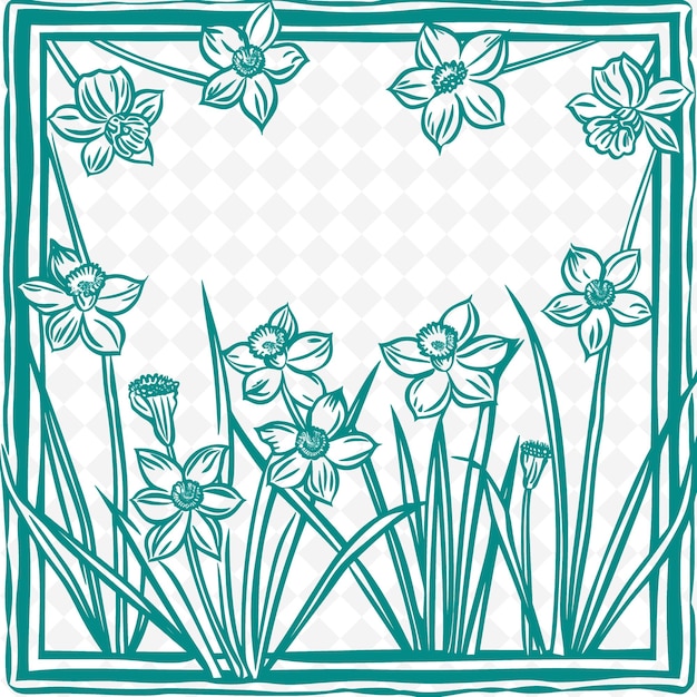 Daffodil line art with petals and stems for decorations in t outline scribble arts of nature decor