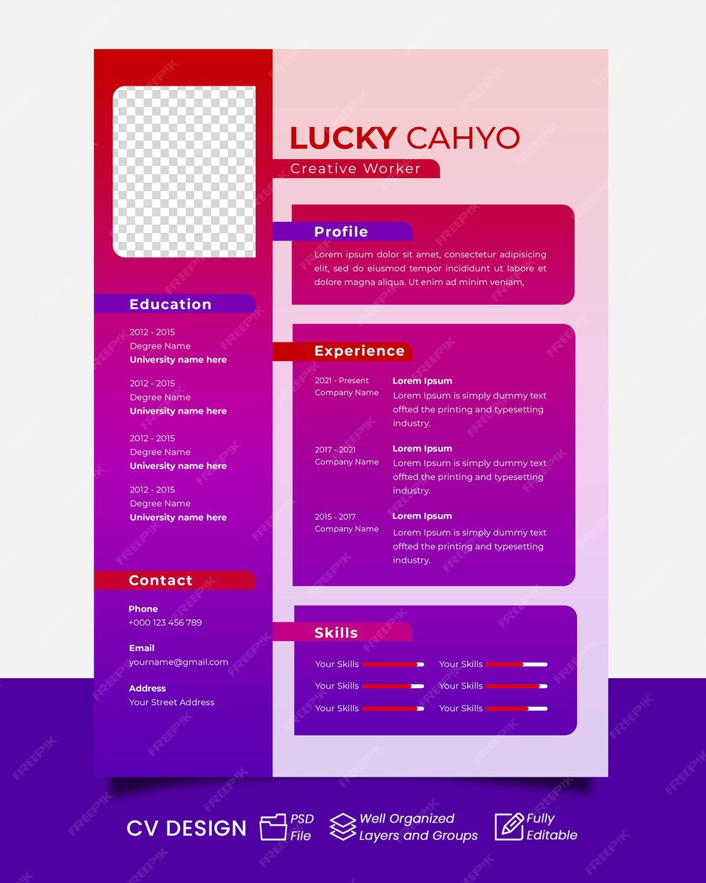 Premium PSD Daftar Riwayat Hidup Design Simple Modern Cv Template premium-psd-daftar-riwayat-hidup-design-simple-modern-cv-template