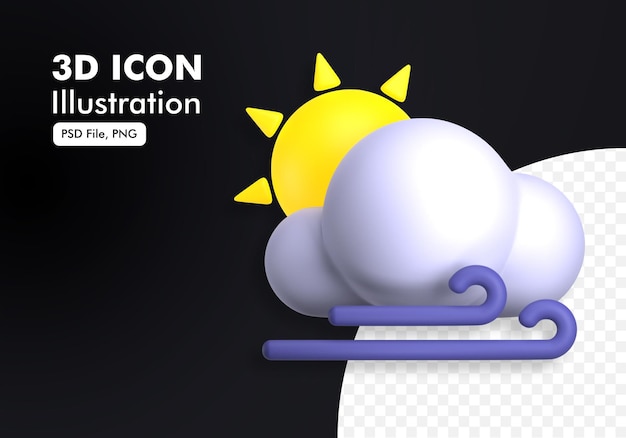 Dag cloud windy 3d weerpictogram illustratie