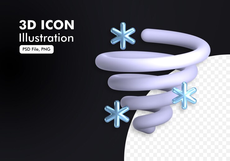 PSD dag sneeuwstorm 3d weerpictogram illustratie