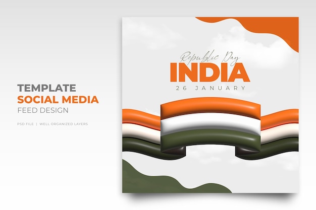 Dag van de Republiek van INDIA Social Media sjabloonontwerp