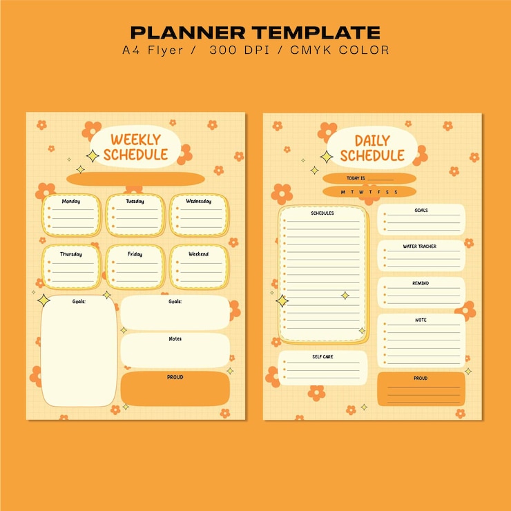 PSD dagelijkse amp weekly planner